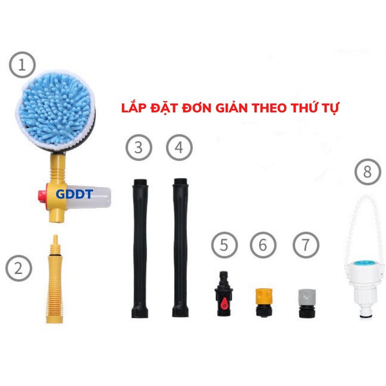 (HÀNG CAO CẤP) Chổi Rửa Xe Ôtô Tự Xoay 360 Độ -Tiện Lợi Dễ Dàng Sử Dụng Giúp Tiết Kiệm Công Sức Mỗi Khi Lau Rửa