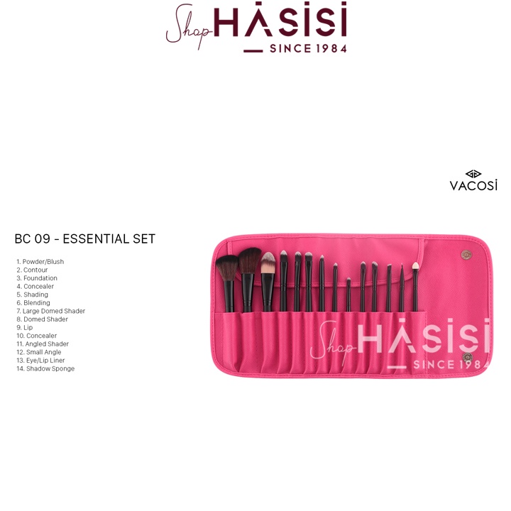 BỘ CỌ CÁ NHÂN 14 CÂY, BÓP DA HỒNG VACOSI - BC09