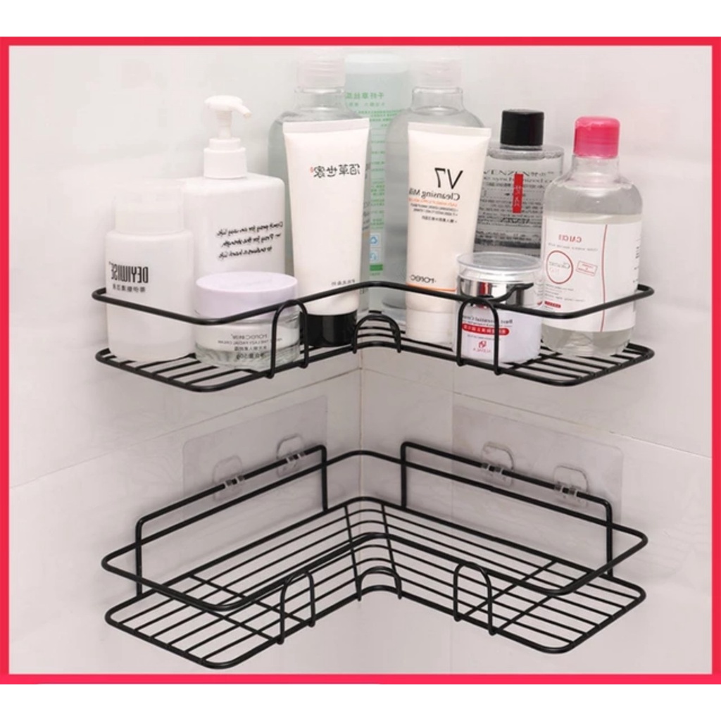 (HCM) Kệ Góc Và Kệ Chữ Nhật Dán Tường Thép Sơn Tĩnh Điện Siêu Chắc - Kệ Đựng Đồ Đa Năng Nhà Bếp Phòng Tắm Chịu Lực 10Kg