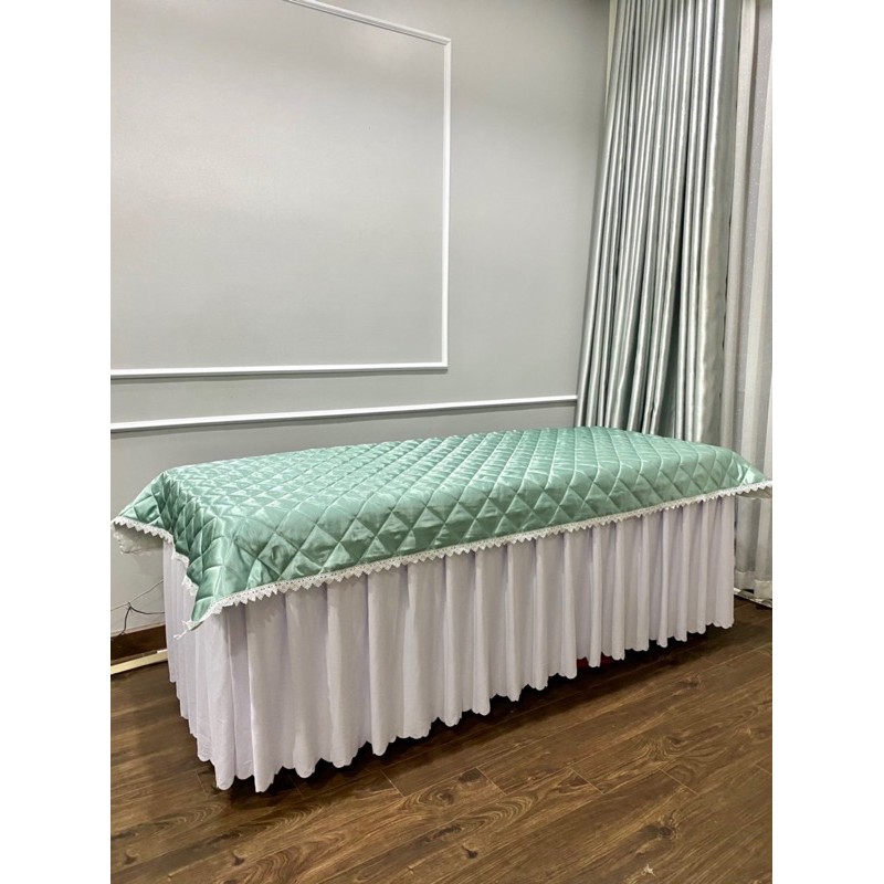 tấm phủ giường spa lụa chần bông phối ren siêu xinh kt 110x220