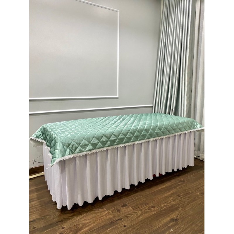 tấm trải phủ giường spa lụa chần bông phối ren siêu xinh kt 110x220 | BigBuy360 - bigbuy360.vn