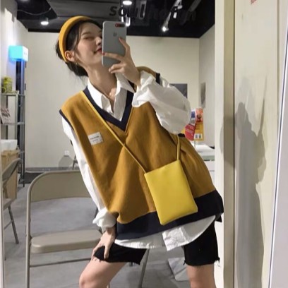 Xiaozhainv Áo sát nách cổ chữ V hoạ tiết thêu thiết kế dáng rộng hợp thời trang | BigBuy360 - bigbuy360.vn