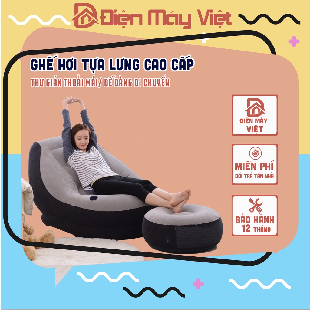 [Hàng loại 1] Ghế hơi tựa lưng bọc nhung cao cấp, đệm hơi tựa lưng bọc nhung tặng kèm ghế tròn cao cấp