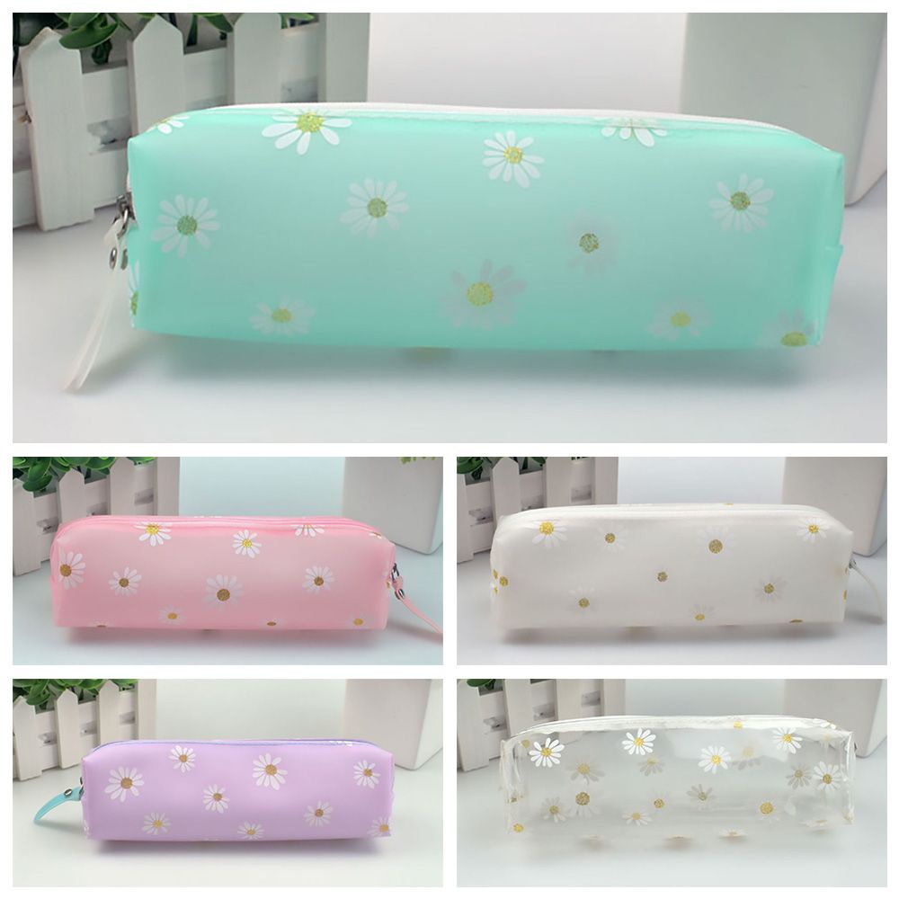 Túi Đựng Bút Chì Màu Kẹo Trong Suốt Hình Hoa Cúc Nhiều Màu Dễ Thương