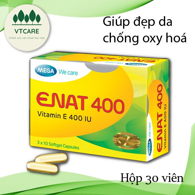ENAT 400 Hộp 30 Viên - Vitamin E 400UI Giúp Da Căng Mịn
