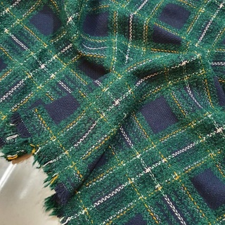 vải dạ tweed kẻ xanh lá