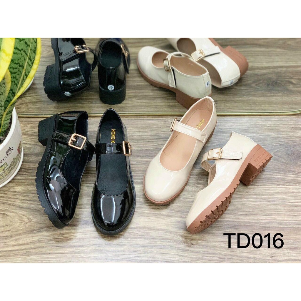 Giày búp bê nữ đế 3p quai ngang, hài bale mũi tròn êm chân lolita đen ullzang sandal đế bằng bít mũi