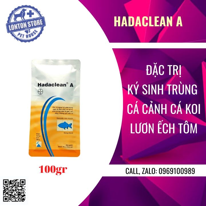 BAYER Hadaclean A cho cá tôm lươn ốc, gói 100g- Lonton store