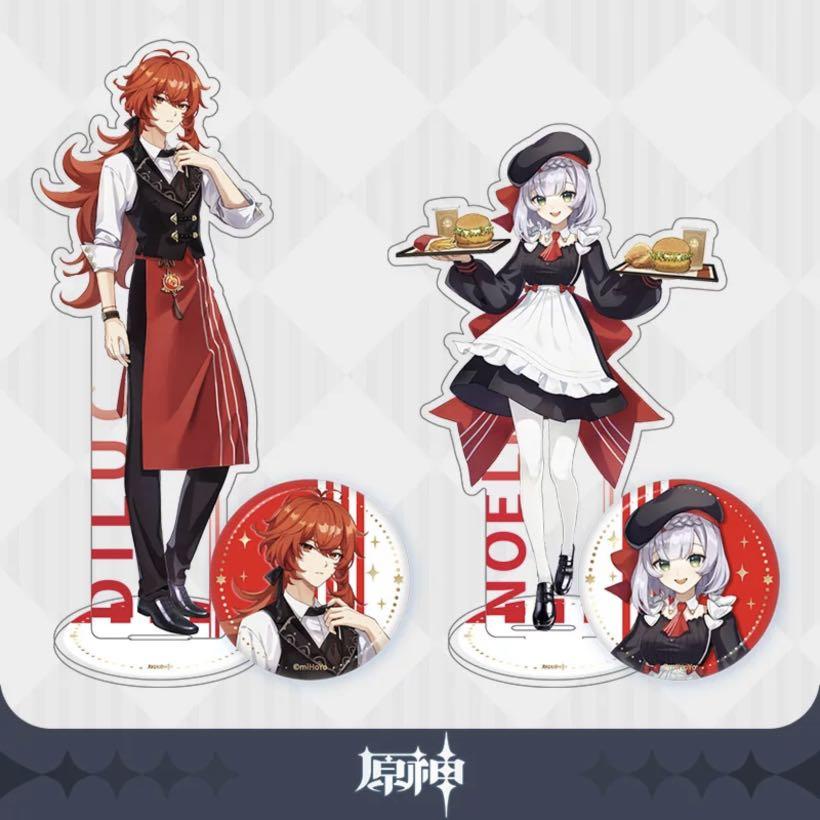 Mô hình Standee GENSHIN IMPACT LẦN ĐẦU ĐẾN MONDSTADT tượng Acrylic Event KFC Diluc &amp; Noelle Genshin Impact