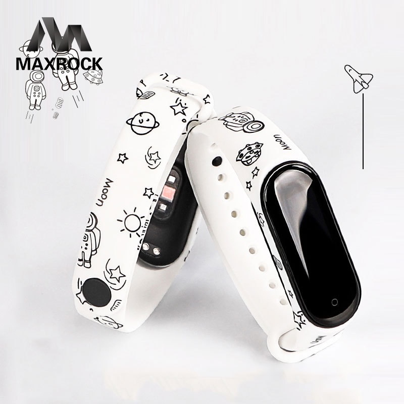 Dây Đeo Thay Thế Chất Liệu Silicon In Họa Tiết Cho Xiaomi Mi Band 5 4 3 Mi Band 3 4 5