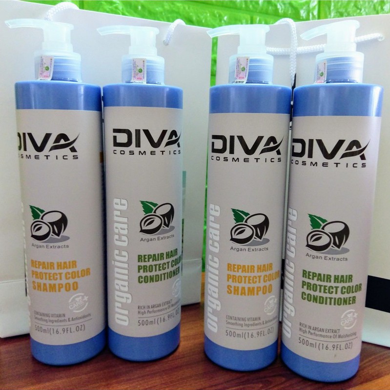 Dầu Gội-Dầu Xả Diva Xanh 750ML Phục Hồi Và Giữ Màu Nhuộm Mẫu Mới