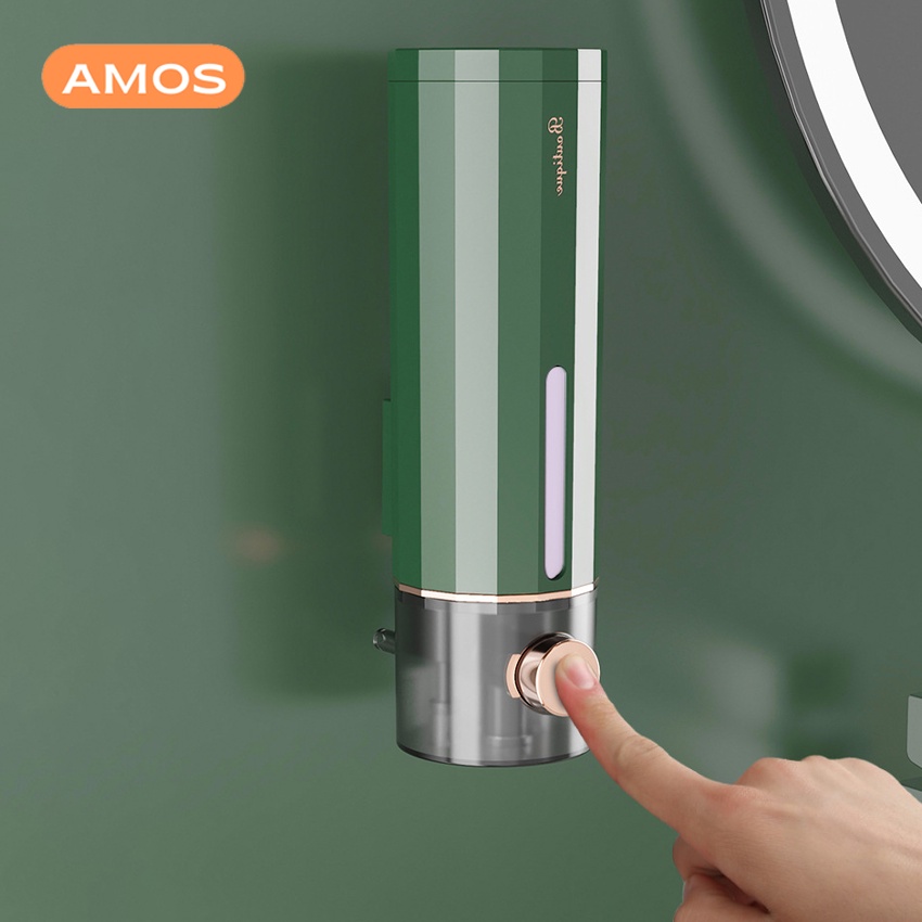 Hộp đựng sữa tắm dầu gội AMOS đựng nước rửa tay chất liệu ABS gắn treo tường tiện lợi