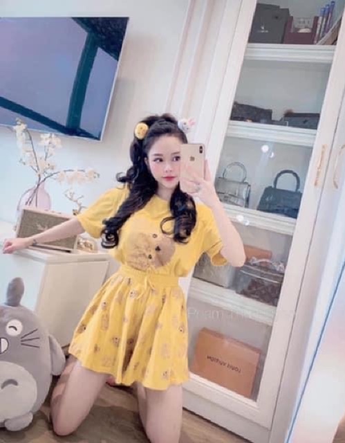 Sét bộ gấu quần giả váy