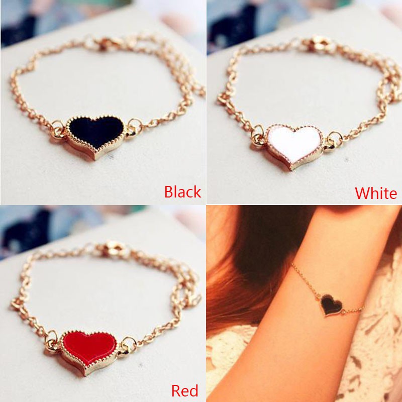 Vòng Tay Thời Trang Hình Cỏ Bốn Lá &amp; Trái Tim Cho Nữ