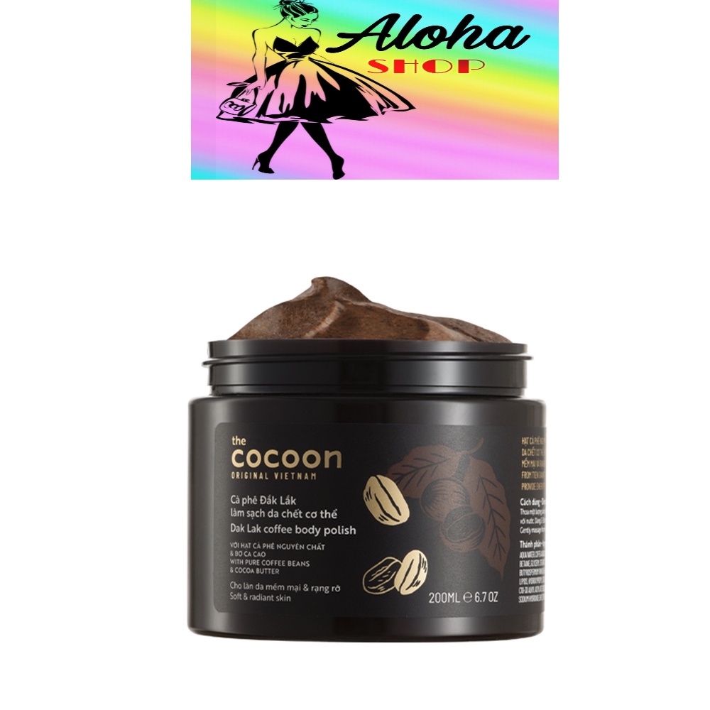 Cà phê Đắk lắk làm sạch da chết COCOON 200ml (Dak lak coffee body polish) alohashop91