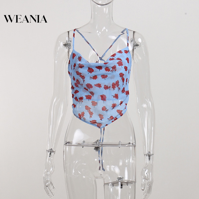 Áo Hai Dây Hở Lưng In Hoa Chất Liệu Chiffon Dễ Thương Thời Trang Mùa Hè