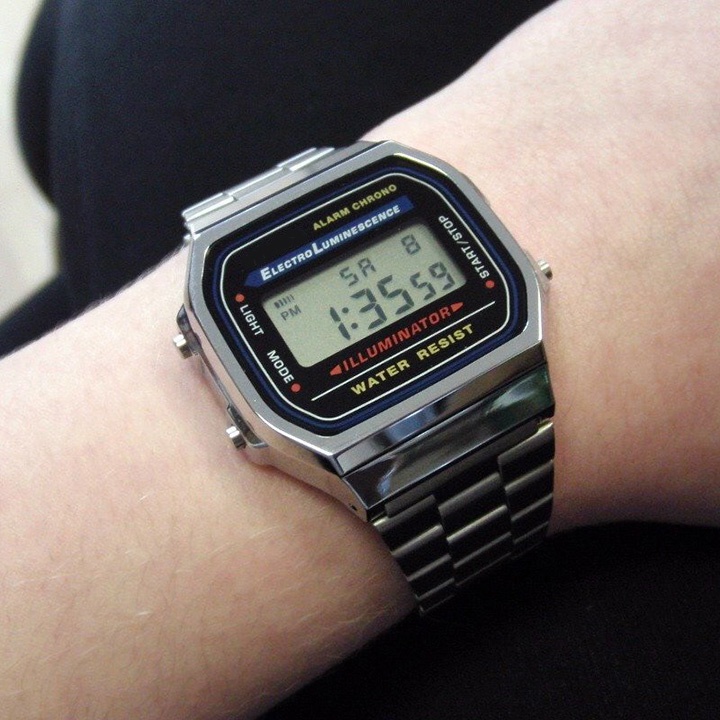 Đồng hồ nam A159 OneTime bạc vỏ thép không gỉ, kiểu dáng thon gọn dễ phối đồ, casio nam | BigBuy360 - bigbuy360.vn