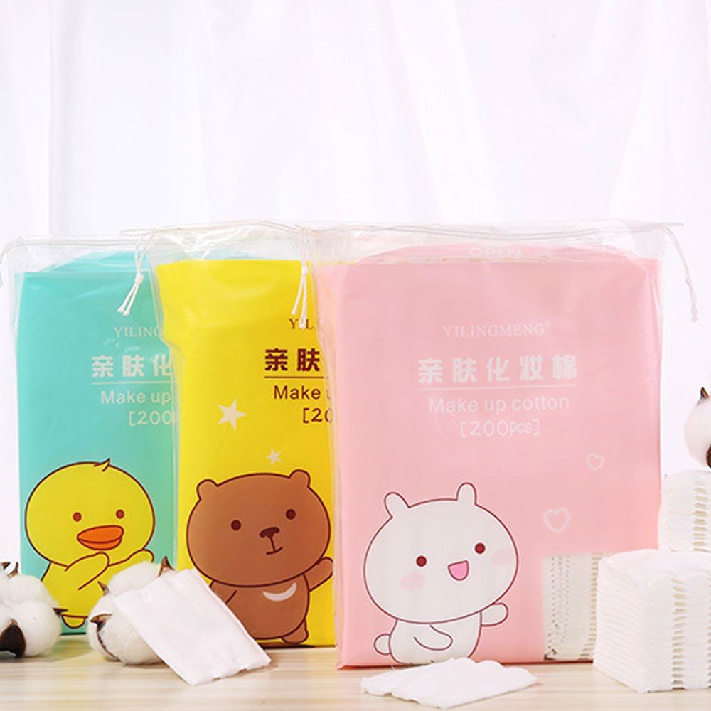 Bông Tẩy trang Cotton line Gấu Thỏ Vịt 200 miếng