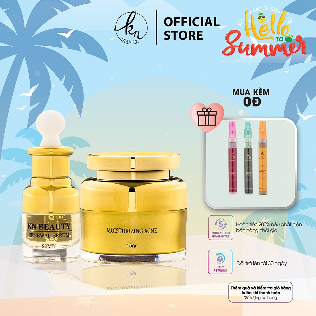 Bộ 2 sản phẩm Ngừa mụn Giảm thâm Kn Beauty: Serum 20ml +kem dưỡng 15gr tặng nước hoa mini