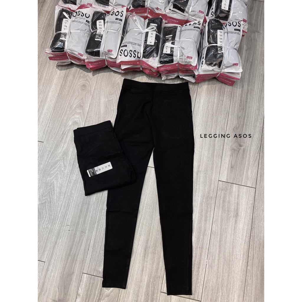 Quần Legging Dài Asos PEONYB Nữ [FREESHIP]  Leg nâng mông tôn dáng, thun ôm body màu đen Ulzzang SIÊU ĐẸP