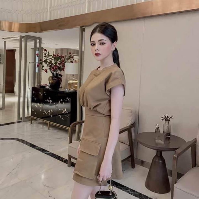Sự lựa chọn hoàn hảo cho ngày mưa - Váy túi hộp nâu tây