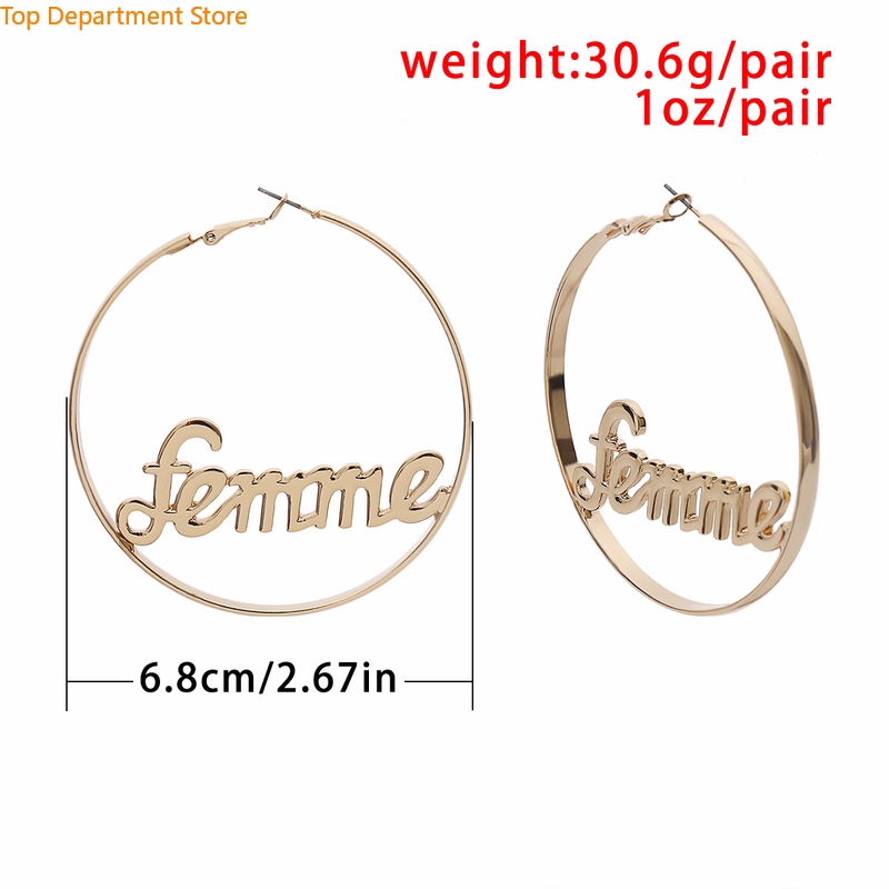 Đôi khuyên tai dáng vòng mạ bạc / vàng trang trí chữ thời trang cho nữ