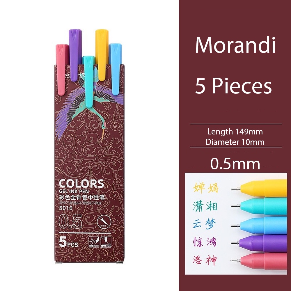 Set 5 bút mực gel ngòi 0.5mm màu macaron đơn giản tiện dụng cho học sinh