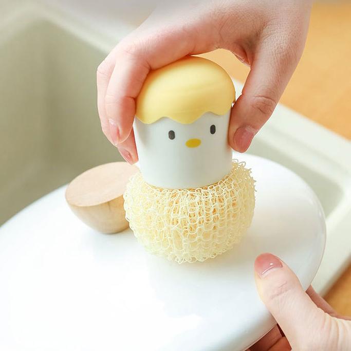 Mút rửa chén bằng cước có tay cầm hình quả trứng dễ thương