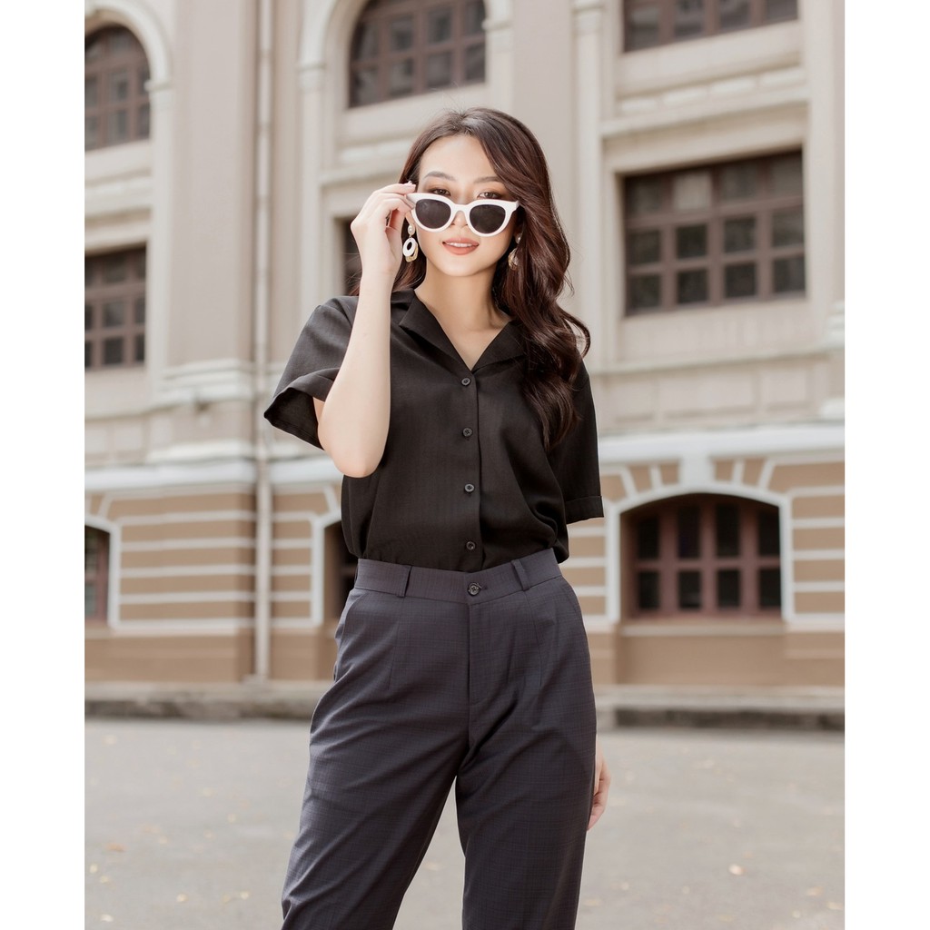 Áo Sơ Mi Nữ Ngắn Tay, Áo Kiểu Nữ Hàn Quốc Chất Vải Cao Cấp Dáng Suông, Form  Chuẩn, Màu Cơ Bản Mặc Tôn Dáng. - Khuyến Mãi Giá Rẻ Chỉ: 200.000