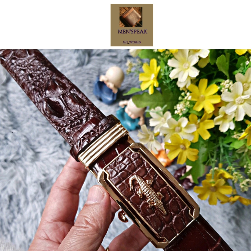 Thắt lưng nam hàng hiệu, thât lưng nam, thăt lưng da cá sấu dây gai liền nguyên con.