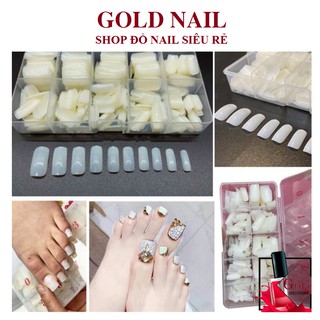 Móng úp chân form dài , móng giả ốp chân màu đục 500 móng