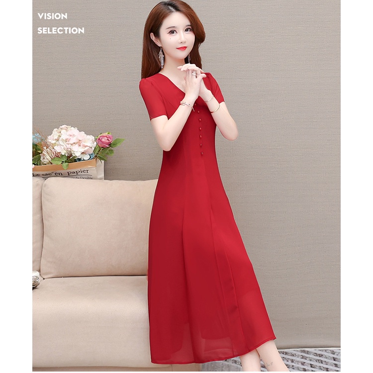 Đầm Suông 8 Mảnh Cổ Tim Dáng Xòe - MS1962