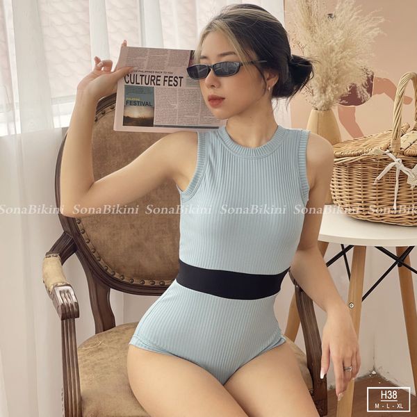 [Mã SONABKN01 giảm 10k đơn 100k] Bikini Sona 1 Mảnh màu xanh pastel Mã H38