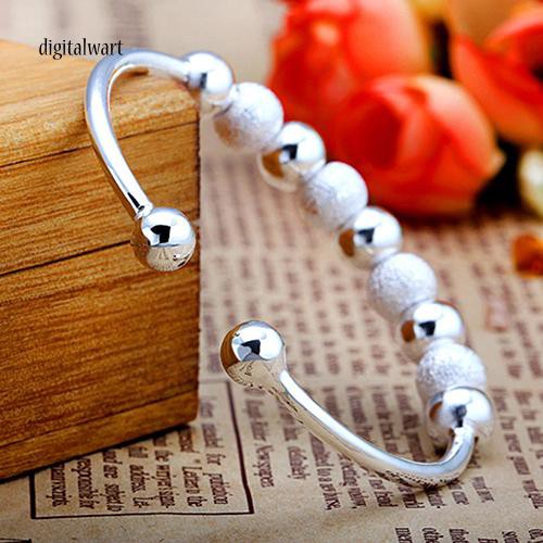 Vòng tay mạ bạc dạng hở thiết kế xỏ 9 hạt châu lấp lánh sang trọng dành cho nữ | BigBuy360 - bigbuy360.vn