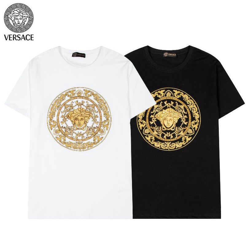 Áo Thun Tay Ngắn Chất Liệu Cotton Thêu Họa Tiết Versace Thời Trang Unisex