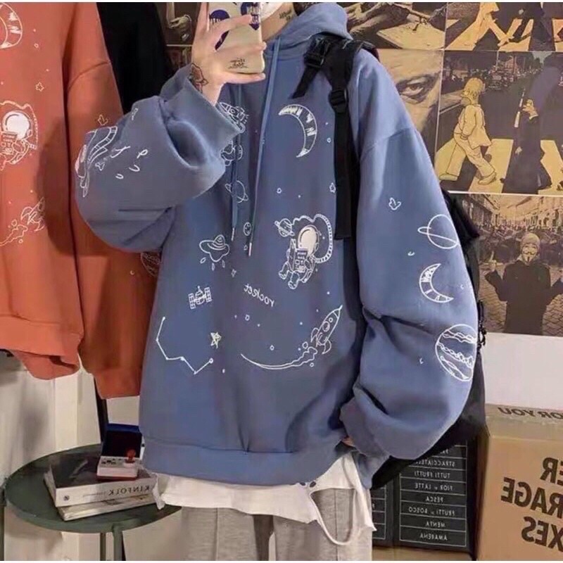Áo Hoodie Nam Nữ Nỉ Bông Dày Dặn Form Rộng Unisex- Áo Nỉ Nam Nữ Ulzzang Hoạ Tiết Phi Hành Gia Rocket Hot | BigBuy360 - bigbuy360.vn