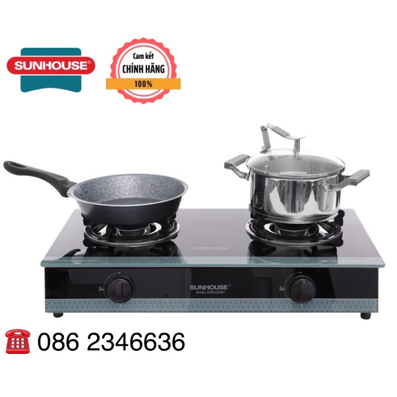Bếp gas đôi dương kính Sunhouse SHB3326MT