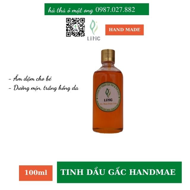 Tinh dầu gấc nguyên chất cho bé ăn dặm, hỗ trợ đẹp da, giảm mụn, nám, căng mịn da Litic dung tích 50ml - 200ml LT62211