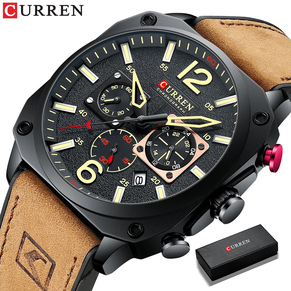 CURREN Men's watch fashion casual waterproof leather strap quartz 8398L | BigBuy360 - bigbuy360.vn