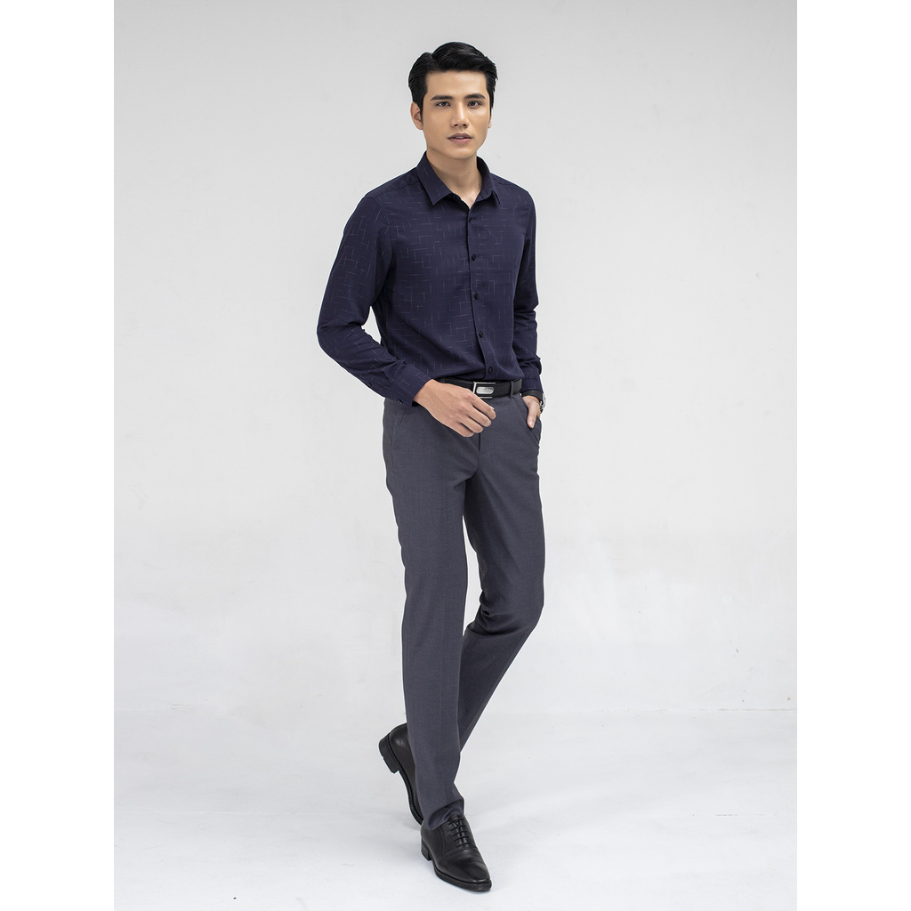 ARISTINO - Áo sơ mi dài tay Aristino ALS17509 dáng Slim fit màu Xanh tím than sọc sắc màu