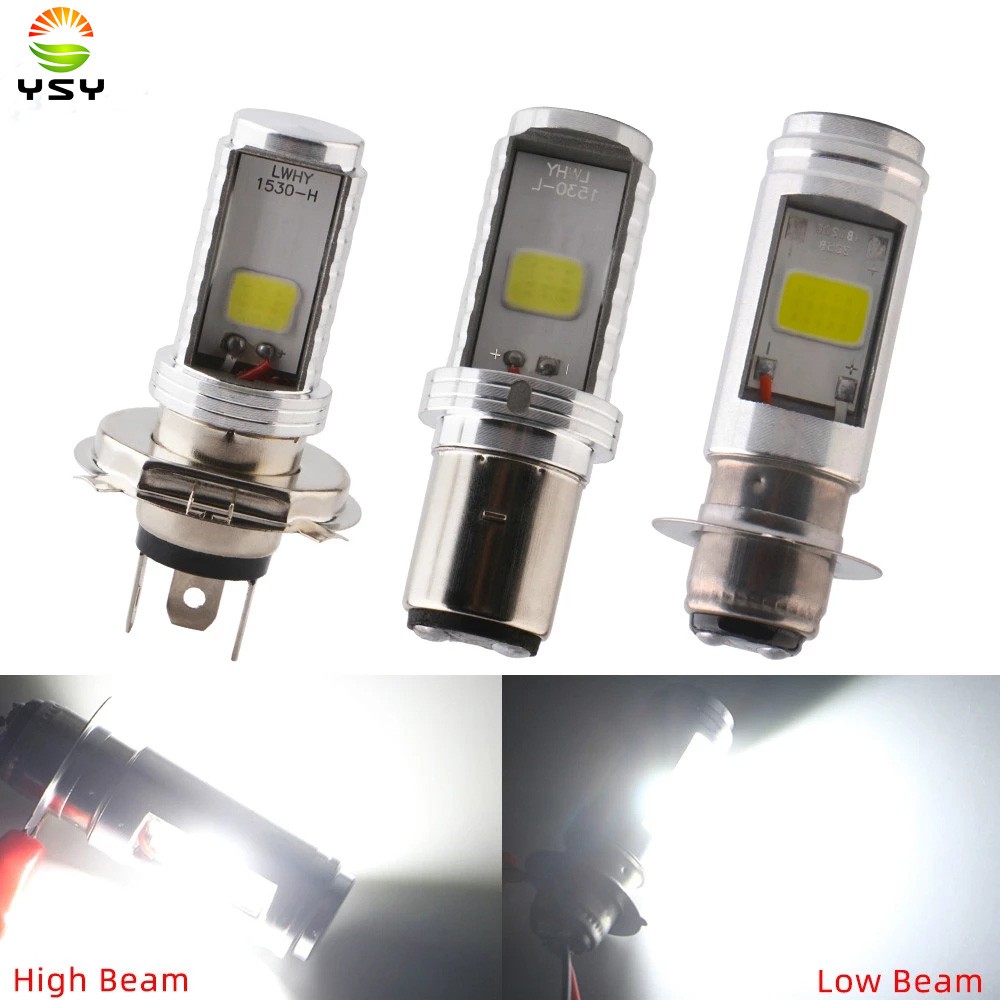 1 Đèn Pha LED H4 BA20D H6 P15D COB 12V 12W 900LM Cho Xe Máy