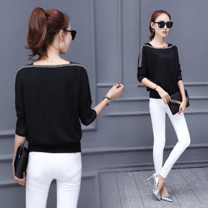 Áo thun nữ cổ tròn chất liệu thun lạnh dài tay vải mát mịn