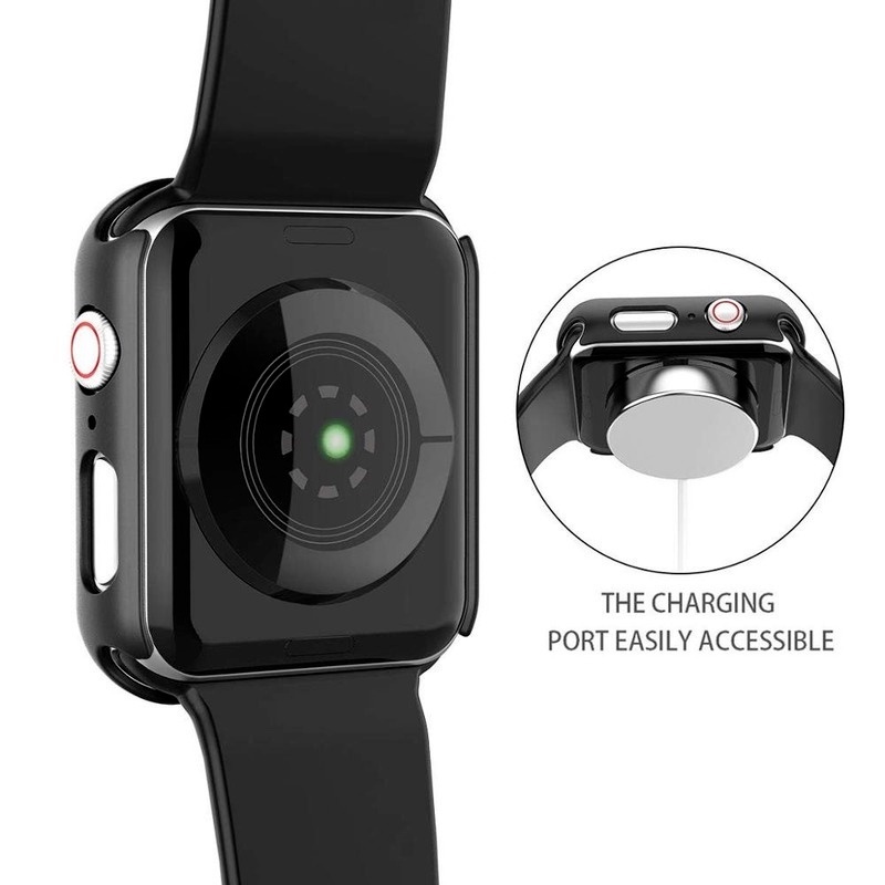 Ốp Lưng KíNh + KíNh CườNg LựC Cho ĐồNg Hồ Apple Watch Series 7 6 SE 5 4 41mm 45mm 40MM 44MM