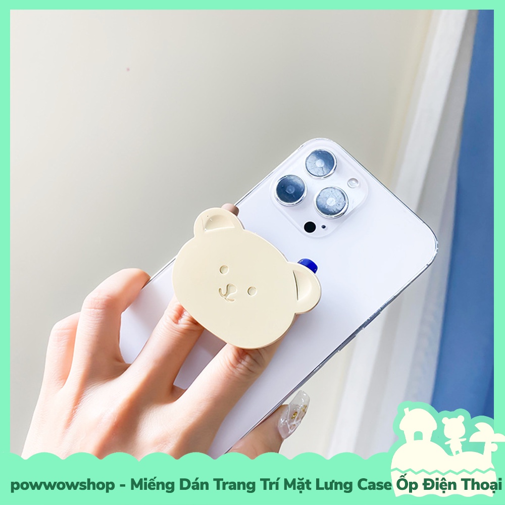 [Sẵn VN - Hỏa Tốc] Miếng Dán DIY 3M Tay Vịn Trang Trí Mặt Lưng Ốp Điện Thoại Mẫu Hình Gấu Silver &amp; Golden Tinh Tế