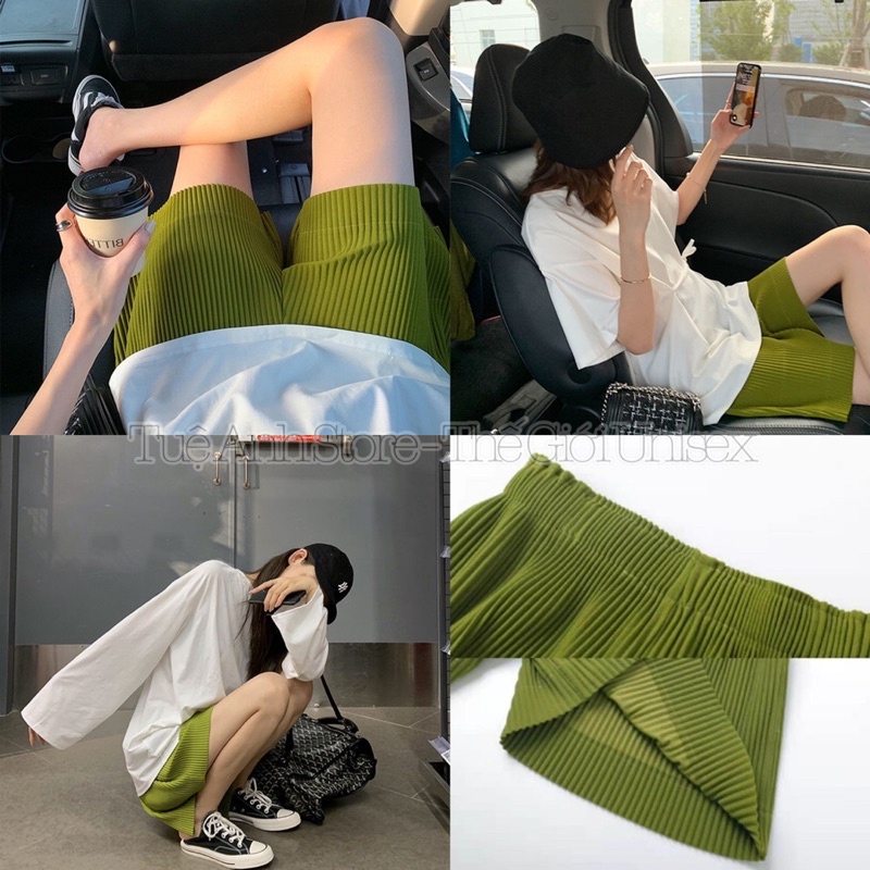 [6 MÀU] Quần Đùi Gân Tăm Cao Cấp - Quần Short Nữ Lưng Cao Ống Rộng Phong Cách Hàn Quốc Size 38-70kg TUEANHSTORE