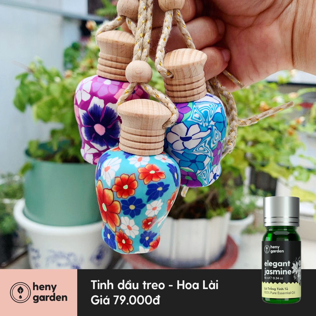 Tinh Dầu Treo Phòng Họa Tiết Bình Gốm Nhóm Trái Cây &amp; Thảo Mộc (Có Video) - Tặng Tinh Dầu Mẫu Thử Heny Garden