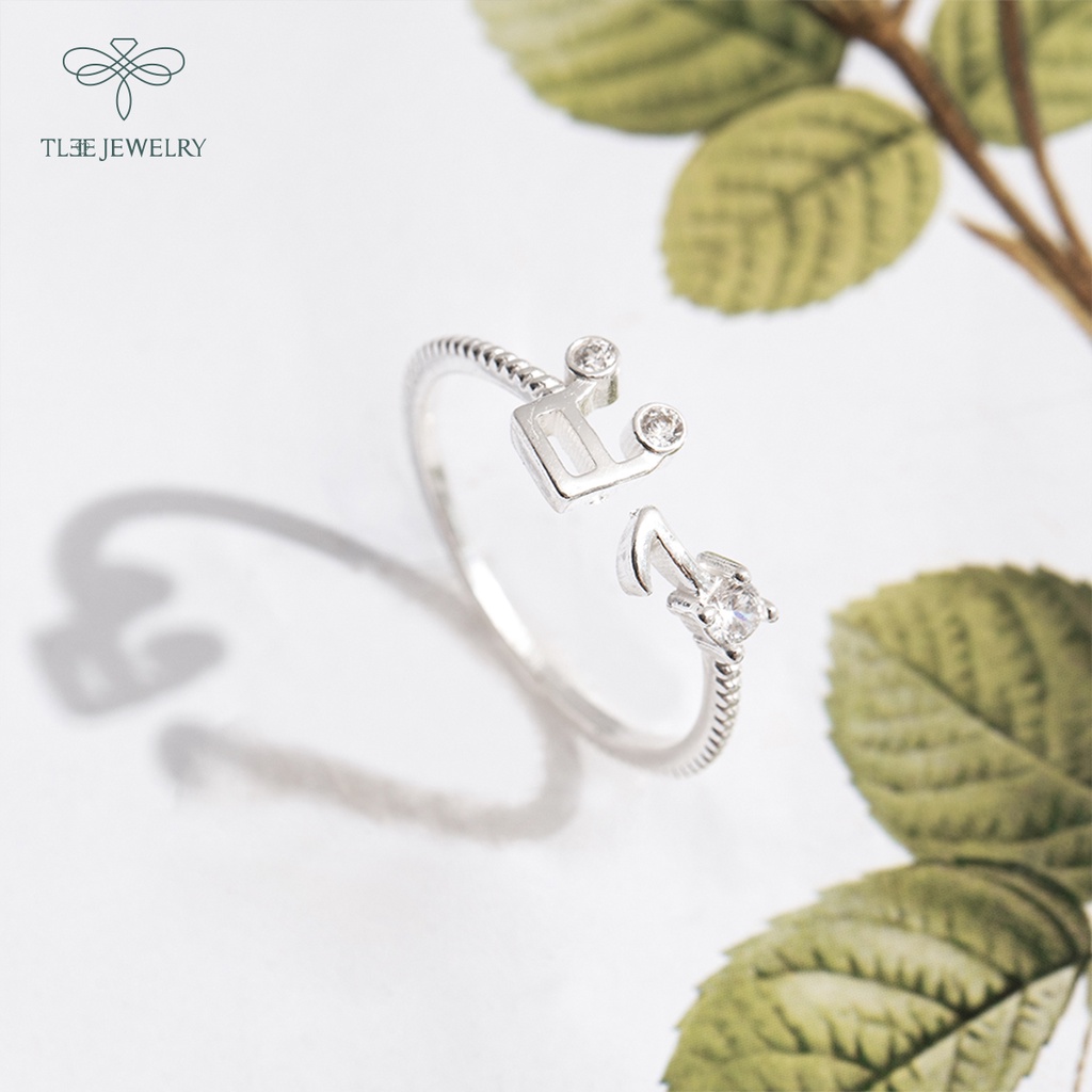 Nhẫn bạc nữ TLEE nốt nhạc vui vẻ đính đá dáng hở trẻ trung NCJ A0199
