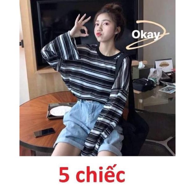 Áo kẻ dài tay chất cotton len giấy TTB876 ATSHOP CHUYÊN SỈ LẺ THỜI TRANG