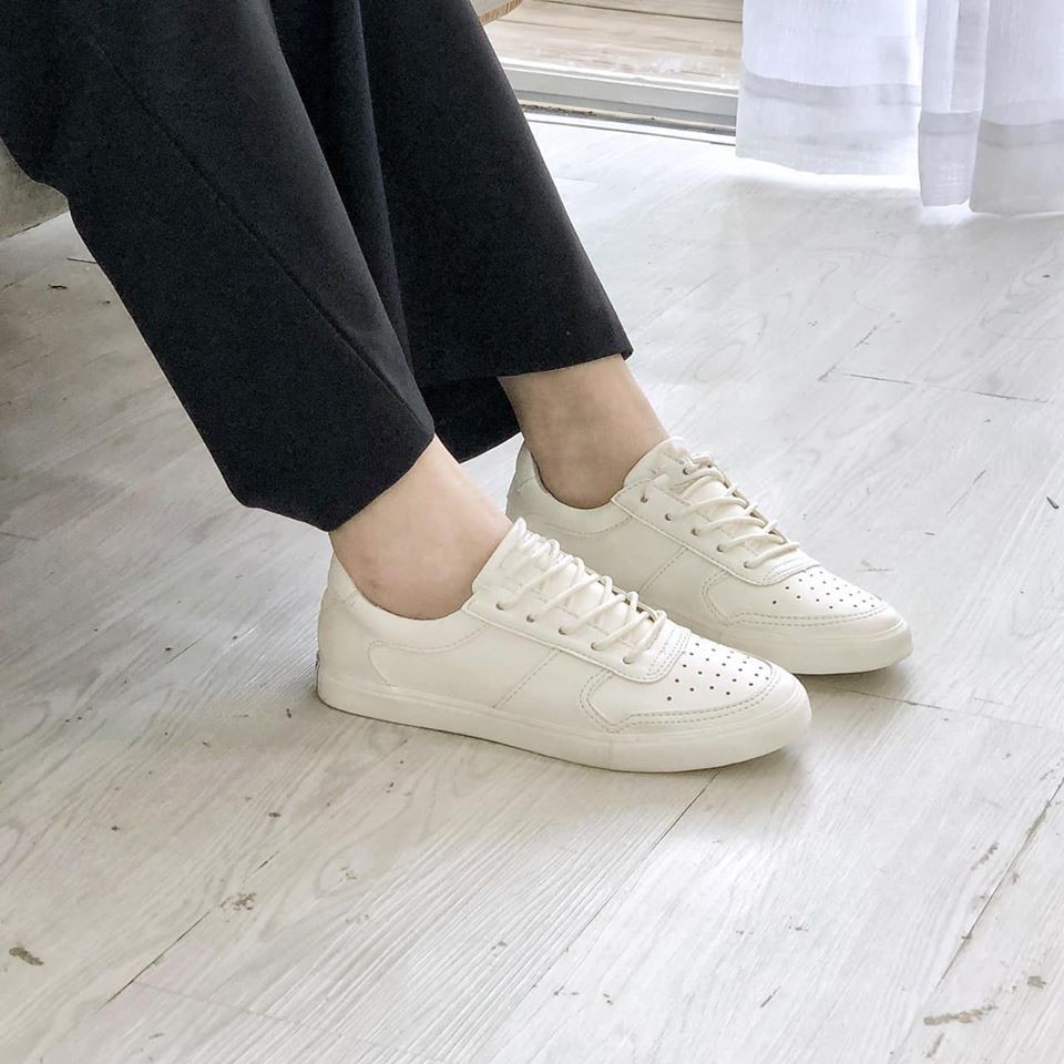 Giày Sneaker Nữ bAimée &amp; bAmor Thể Thao Màu Trắng Kem Cổ Thấp Đế Bằng Cao 2P Hàn Quốc Cao Cấp Đẹp Chính Hãng MS1408