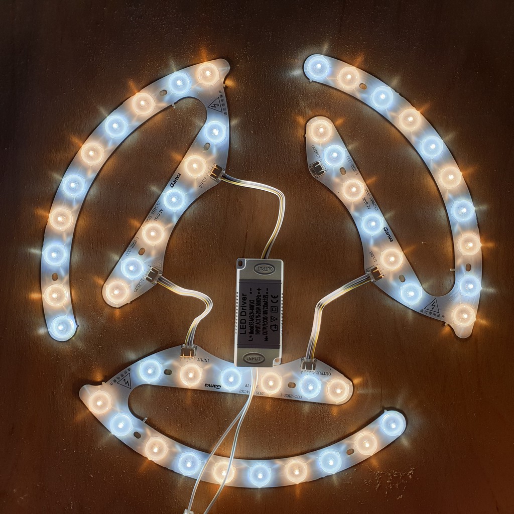 Vỉ led 3 màu thay thế đèn ốp , đèn quạt trần, đèn mâm trang trí có thể ghép kích thước và công suất tùy ý